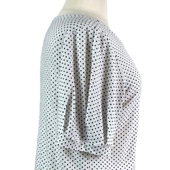 Ann Taylor Women’s Top Blouse Short Sleeves White Black Polka Dot Size XL - Picture 7 of 11